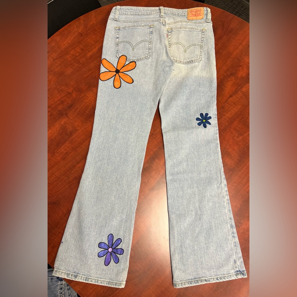 Levi’s Super Low bootcut Hand Painted Jeans